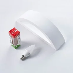 Lindby Aurel LED-væglampe, gips, hvid, halvrund