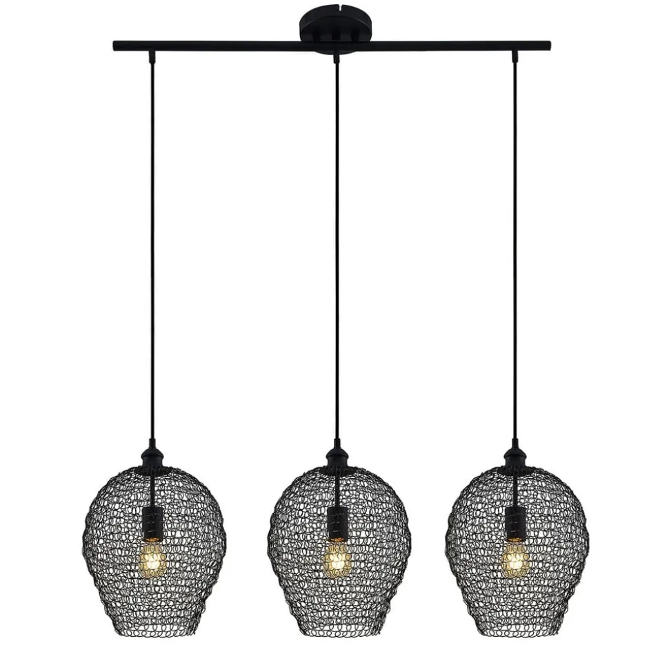 Lindby Benja pendellampe, 3 lyskilder, sort