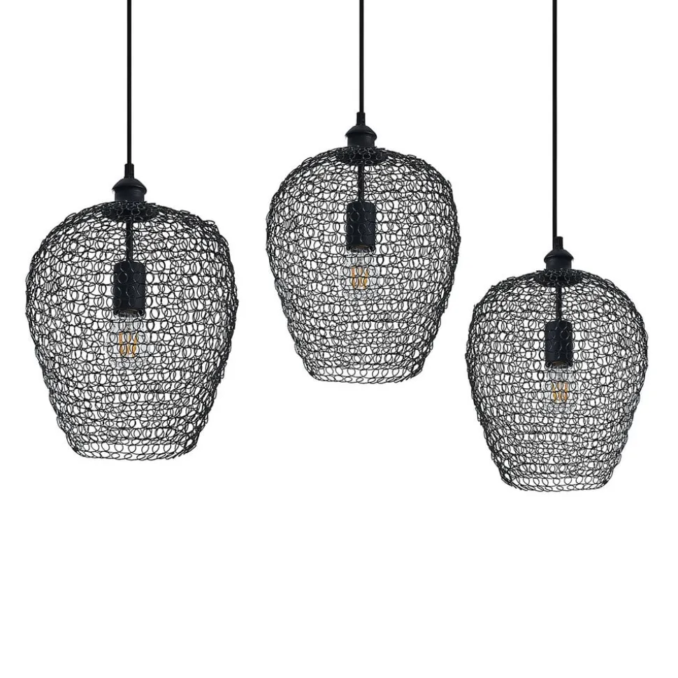 Lindby Benja pendellampe, 3 lyskilder, sort