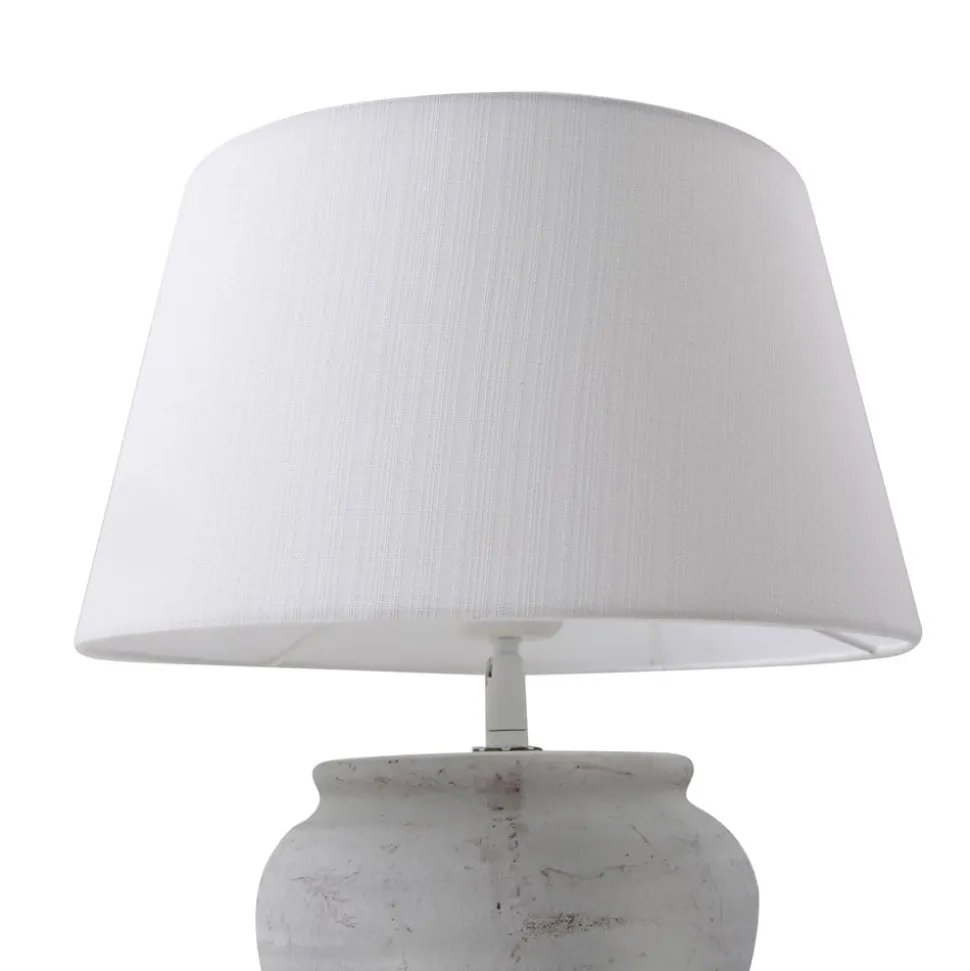 Lindby bordlampe Aelith, Ø 30 cm, hvid, keramik, E27