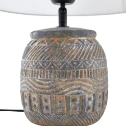 Lindby bordlampe Aelith, Ø 30 cm, grå, keramik, E27