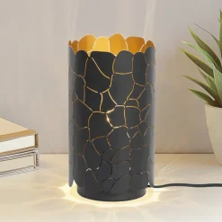 Lindby bordlampe Aralena, sort/guld, højde 26,5 cm