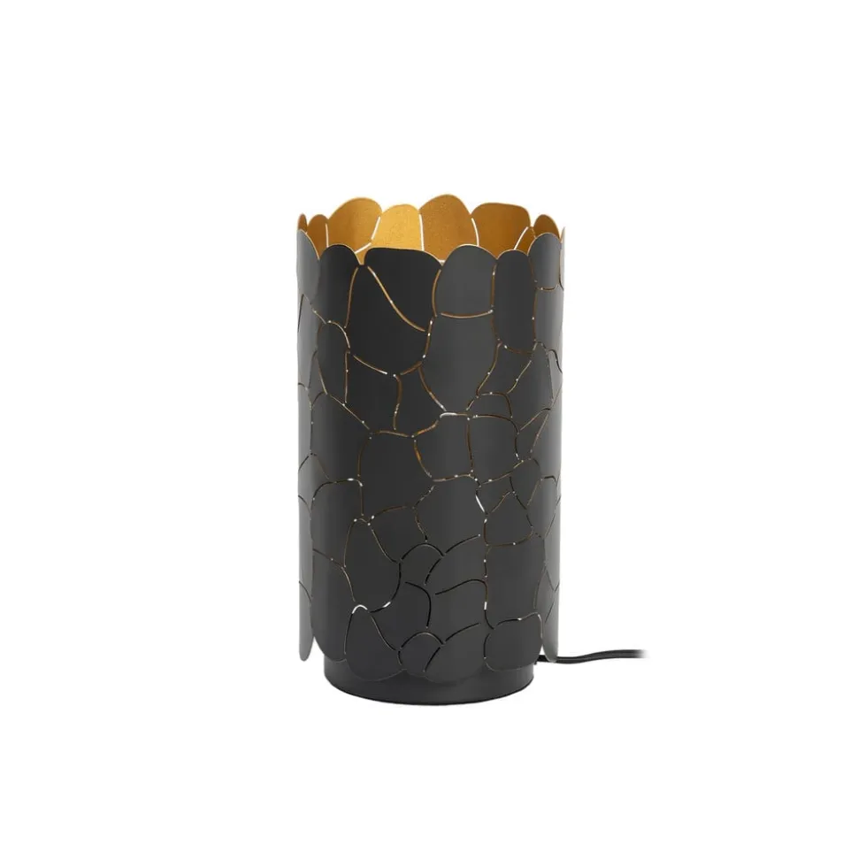 Lindby bordlampe Aralena, sort/guld, højde 26,5 cm