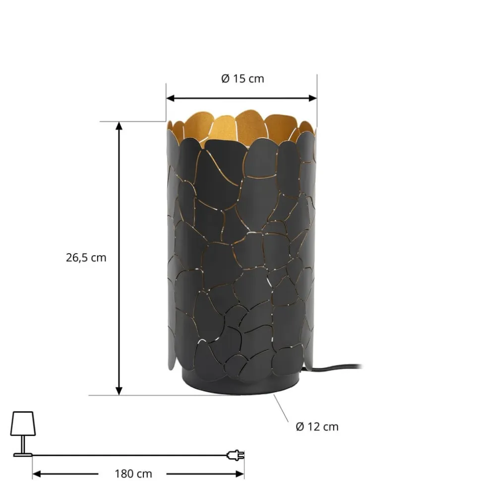 Lindby bordlampe Aralena, sort/guld, højde 26,5 cm