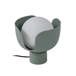 Lindby bordlampe Fiora, grøn, glas, metal, Ø 20 cm