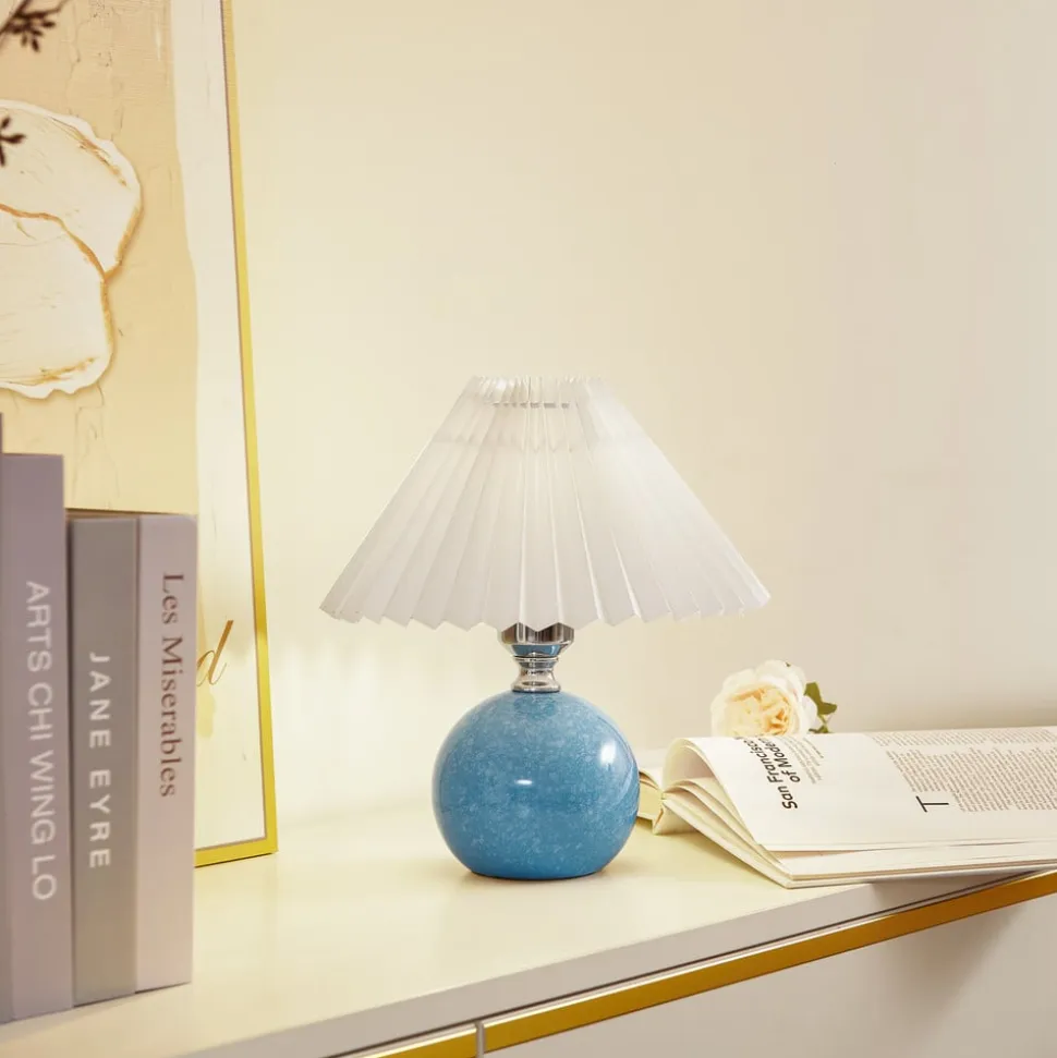 Lindby bordlampe Kerimi, keramik, blå
