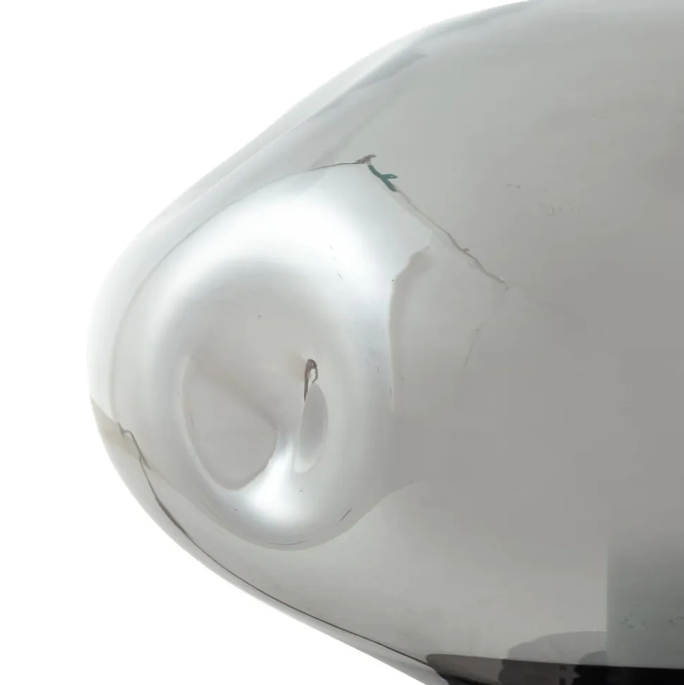 Lindby bordlampe Lelia, røggrå, glas, metal, Ø 35 cm