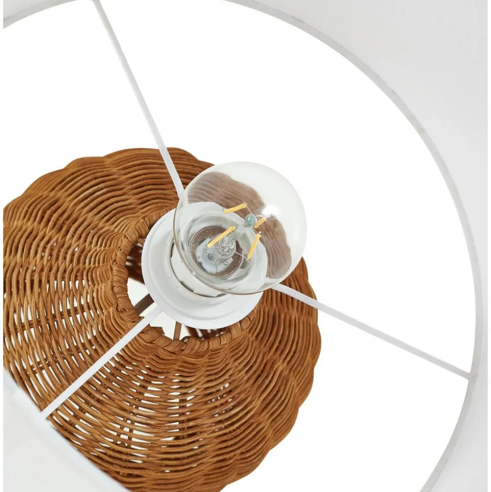 Lindby bordlampe Lirenda, højde 52 cm, rattan, natur/hvid