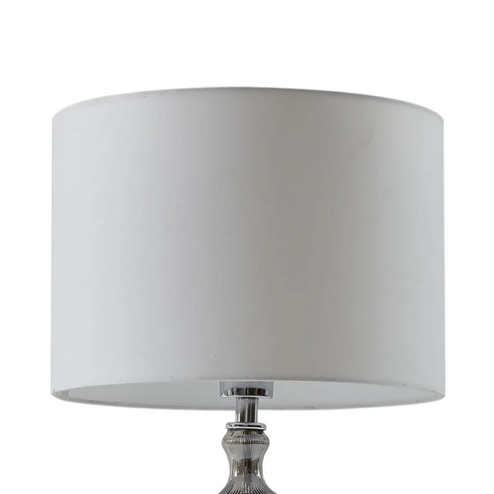 Lindby bordlampe Loraine, hvid/grå, glas, Ø 33 cm, E27