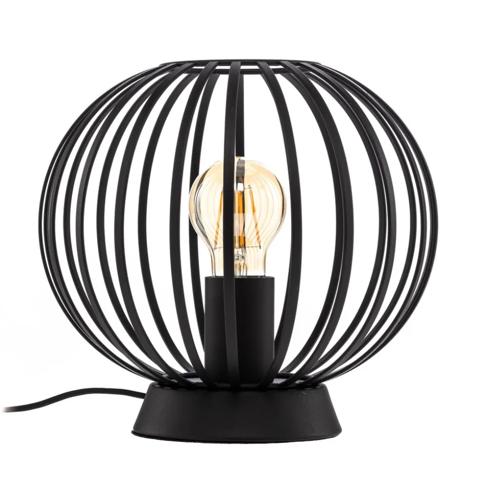 Lindby bordlampe Maivi, sort, 25 cm, jern, bur