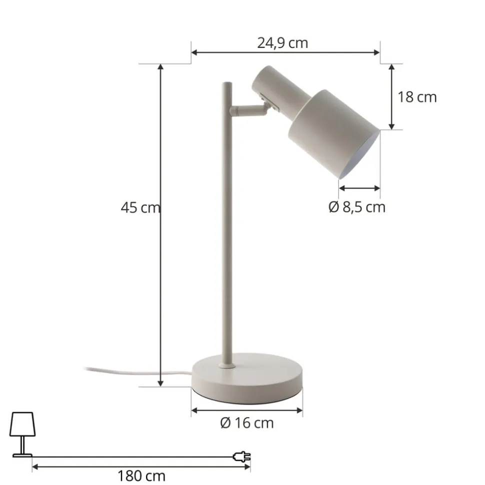 Lindby bordlampe Ovelia, beige, metal, E27