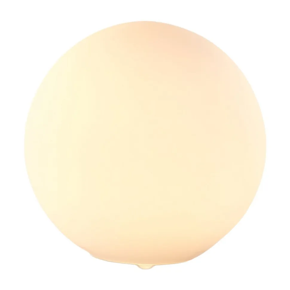Lindby bordlampe Rhona, hvid, opalglas, Ø 25 cm, E27