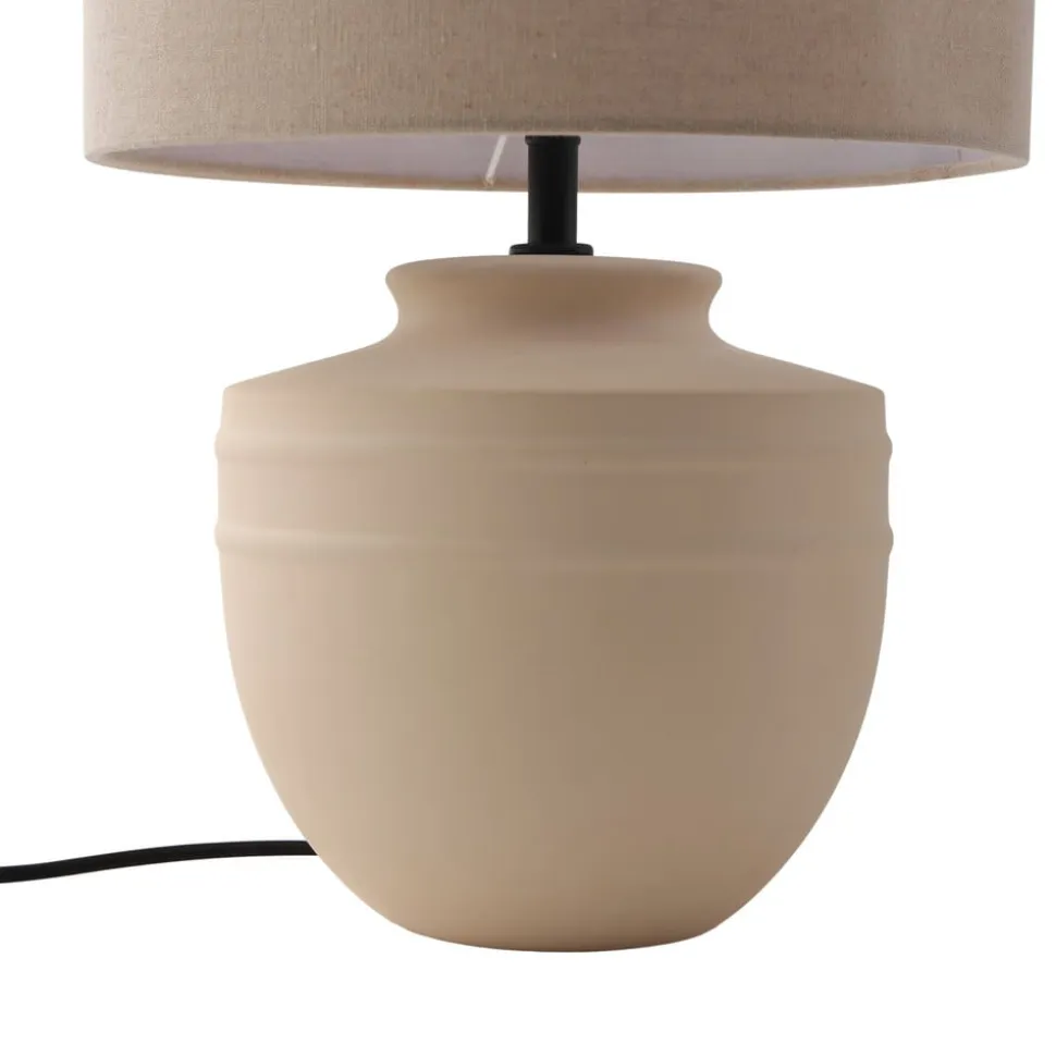 Lindby bordlampe Thalassia, beige, Ø 30 cm, keramik
