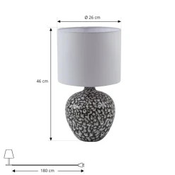 Lindby bordlampe Thalassia, sort/hvid, Ø 26cm, keramik