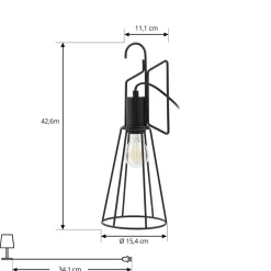 Lindby bordlampe Tharion, sort, metal, Ø 15,4 cm