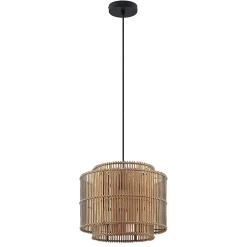 Lindby Bridga pendellampe, Ø 35 cm, sort, bambus