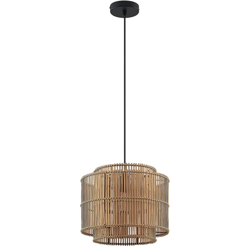Lindby Bridga pendellampe, Ø 35 cm, sort, bambus