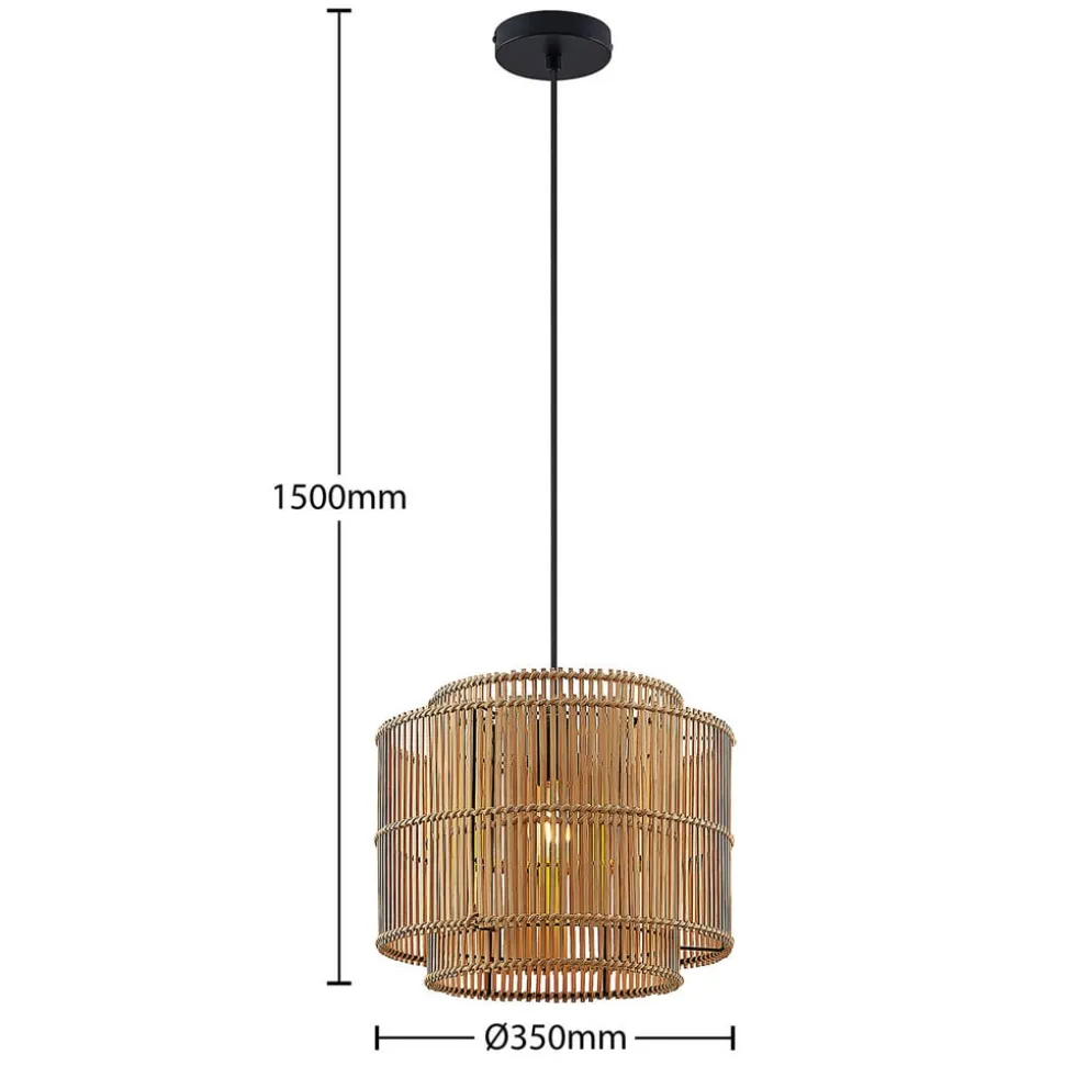 Lindby Bridga pendellampe, Ø 35 cm, sort, bambus