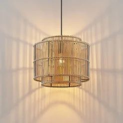 Lindby Bridga pendellampe, Ø 35 cm, sort, bambus