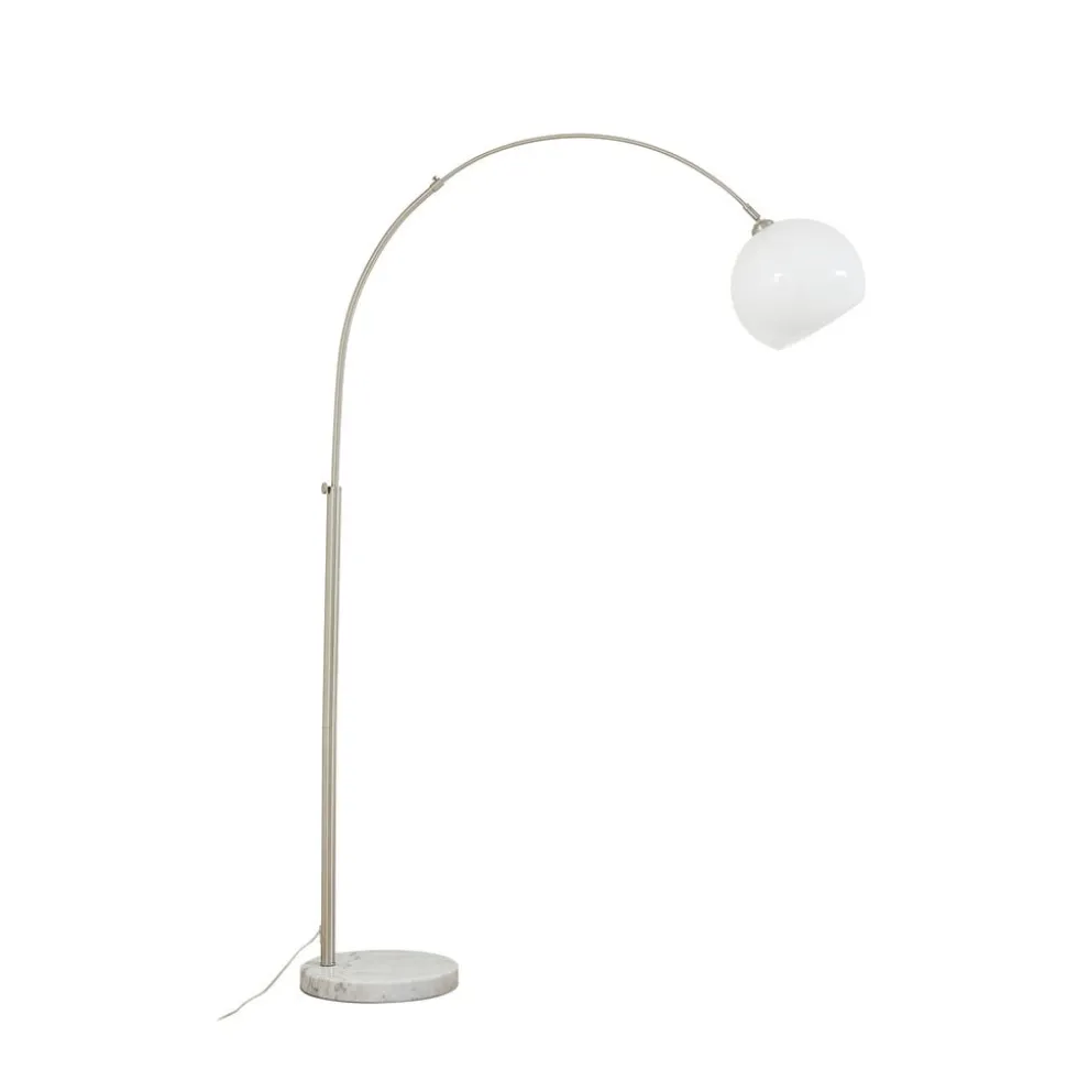 Lindby buelampe Alverton, hvid/nikkel, glas, 197 cm