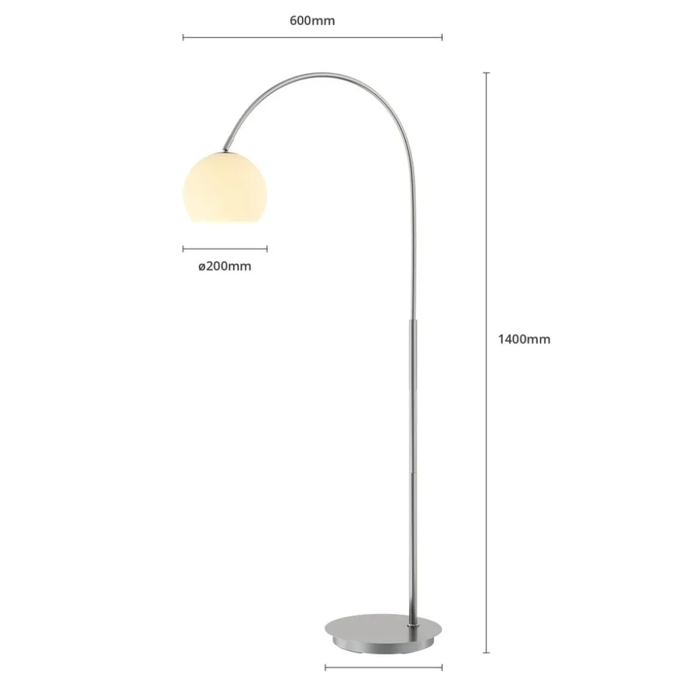 Lindby buelampe Cynthia, nikkelfarvet, glas, 140 cm, E27