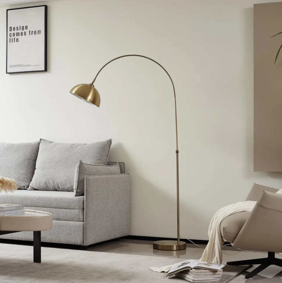 Lindby buelampe Lennart, antik messing, metal 183 cm