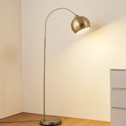 Lindby buelampe Moisia, messingfarvet, metal, 148 cm