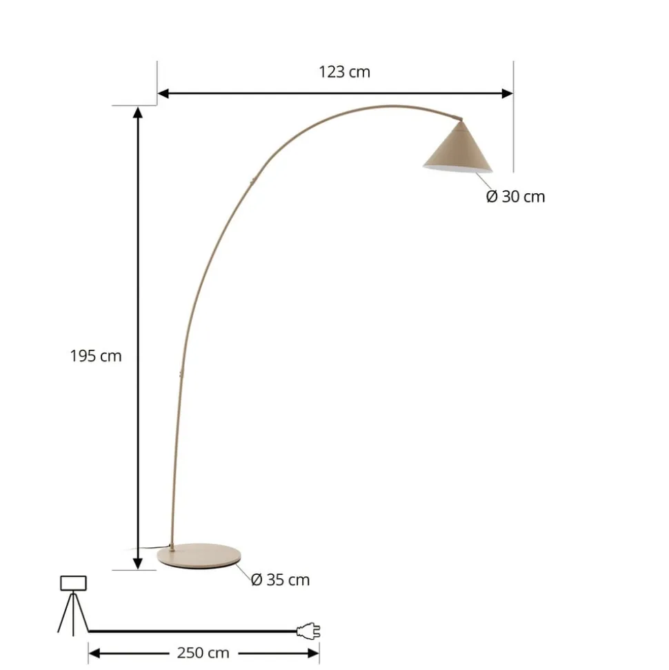 Lindby buelampe Triangolo, beige, højde 195 cm, metal, E27