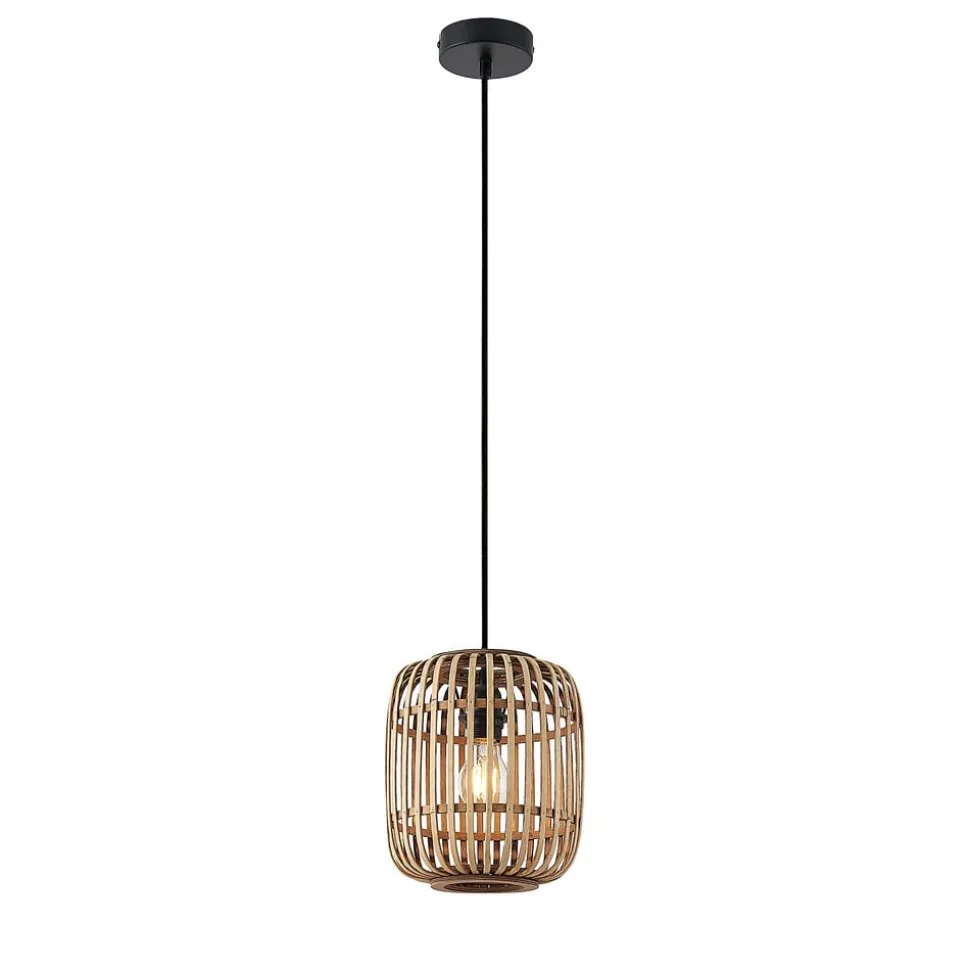 Lindby Canyana hængelampe, natur, rattan, Ø 22 cm