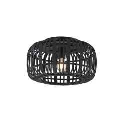 Lindby Canyana loftlampe, sort, rattan, Ø 40 cm