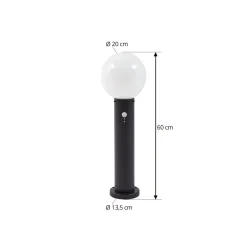 Lindby Dangan sokkellampe, hvid, 60 cm, glas, sensor