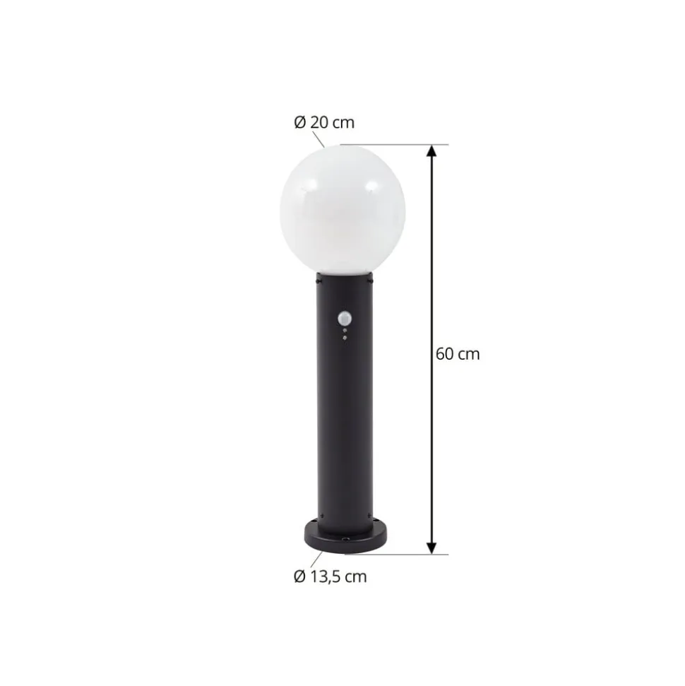 Lindby Dangan sokkellampe, hvid, 60 cm, glas, sensor