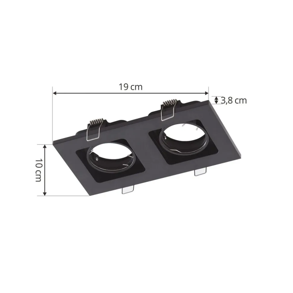 Lindby downlight Thorid, sort, 19 x 10 cm, 2 lyskilder, GU10