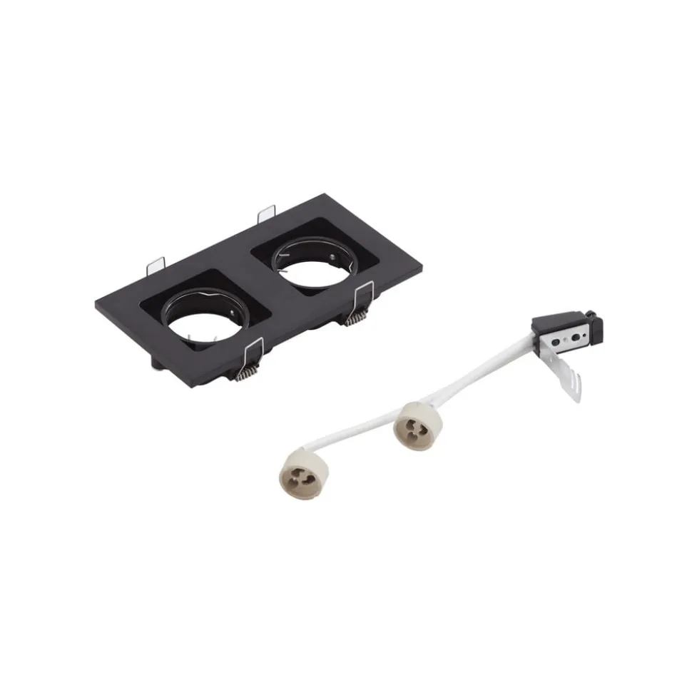 Lindby downlight Thorid, sort, 19 x 10 cm, 2 lyskilder, GU10