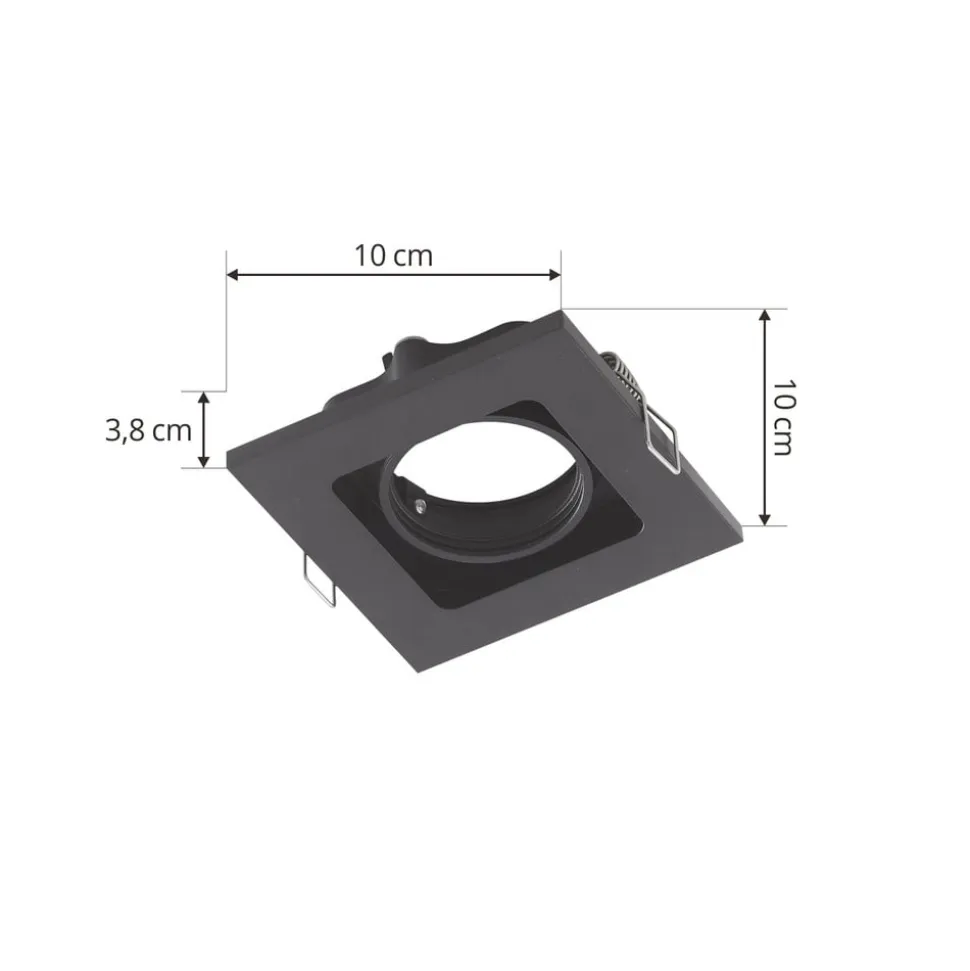 Lindby downlight Thorid, sort, 10 x 10 cm, sæt med 10, GU10