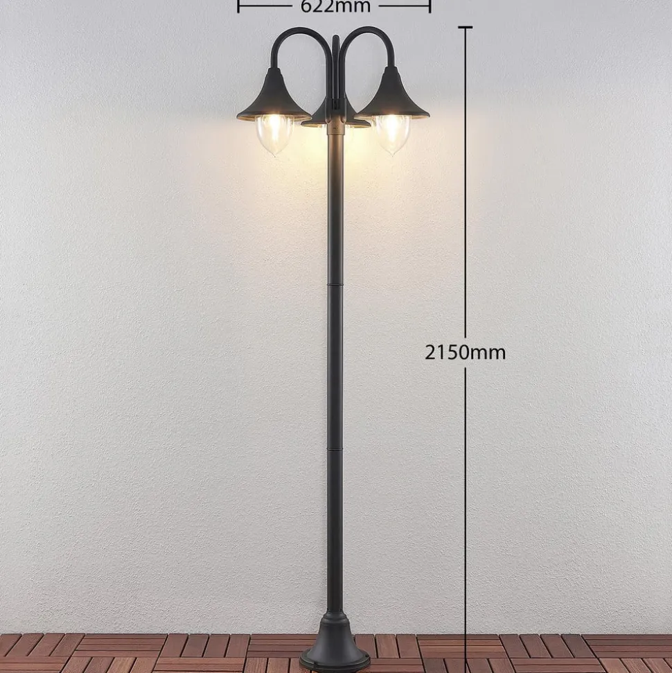 Lindby Edric lygtepæl, højde 215 cm, antracit, aluminium