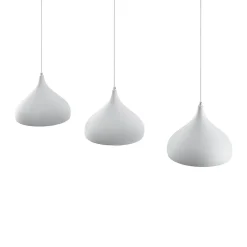 Lindby Elamira pendellampe, hvid, metal, 133 cm, 3 lyskilder.