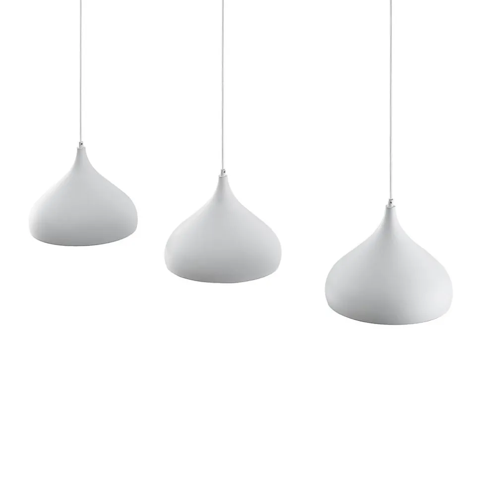Lindby Elamira pendellampe, hvid, metal, 133 cm, 3 lyskilder.
