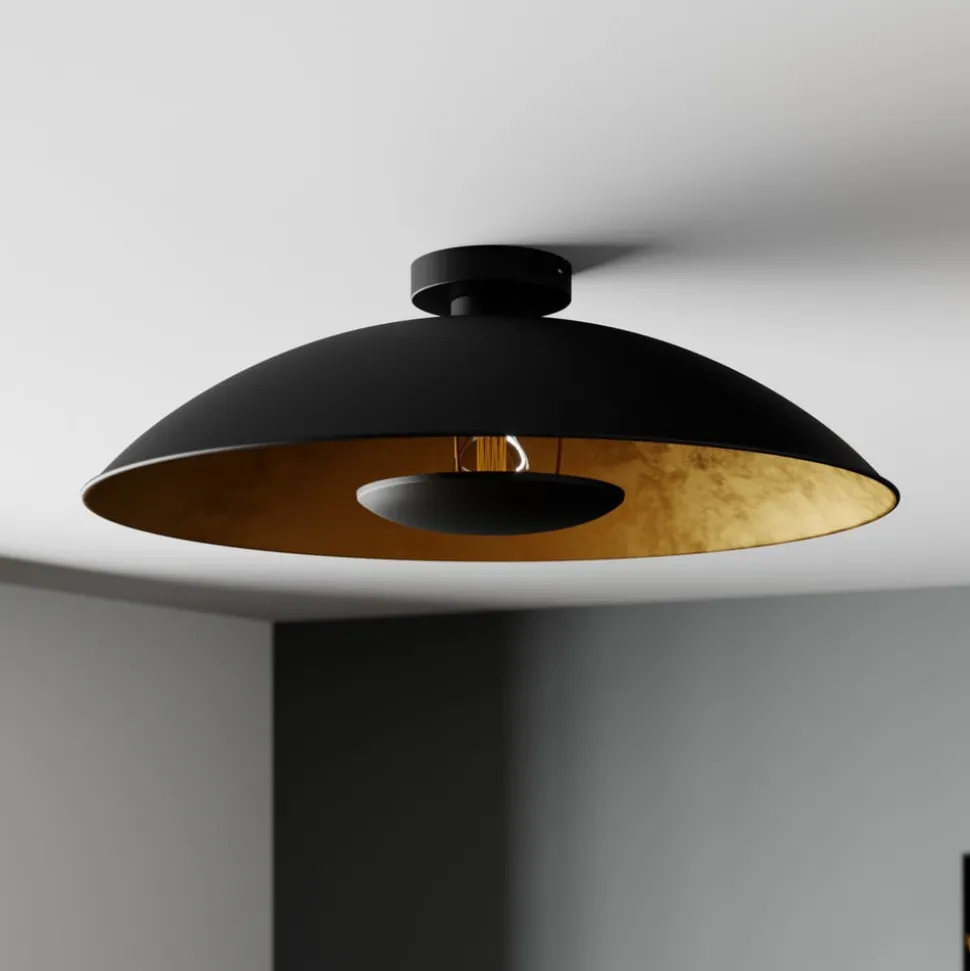Lindby Emilienne loftlampe, sort/guld, metal, Ø 60 cm