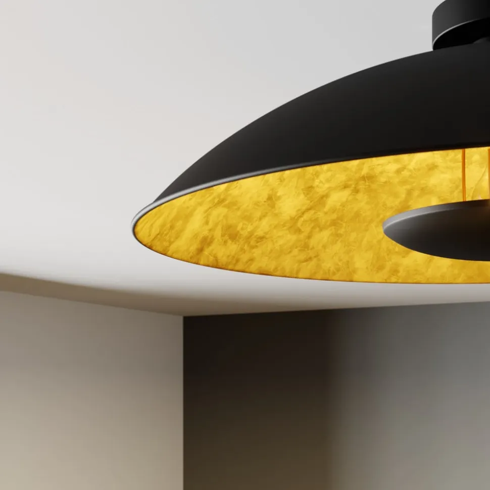 Lindby Emilienne loftlampe, sort/guld, metal, Ø 60 cm