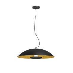 Lindby Emilienne pendellampe, sort, guldfarvet, Ø 60 cm