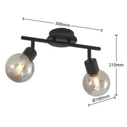Lindby Eridia loftspot, sort, 2 lyskilder