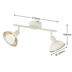 Lindby Erin loftspot, hvid, 2-lys, 31,5 cm, glas