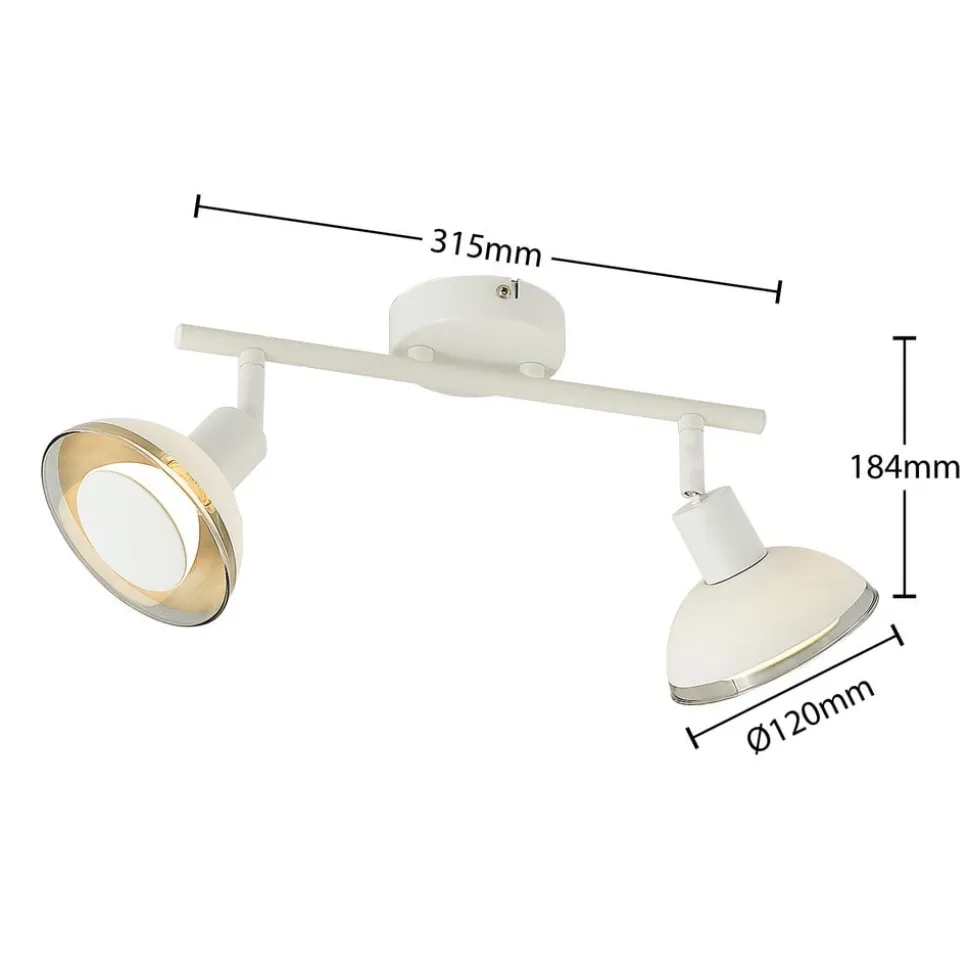 Lindby Erin loftspot, hvid, 2-lys, 31,5 cm, glas