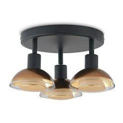 Lindby Erin loftspot, sort/guld, Ø 22 cm, glas