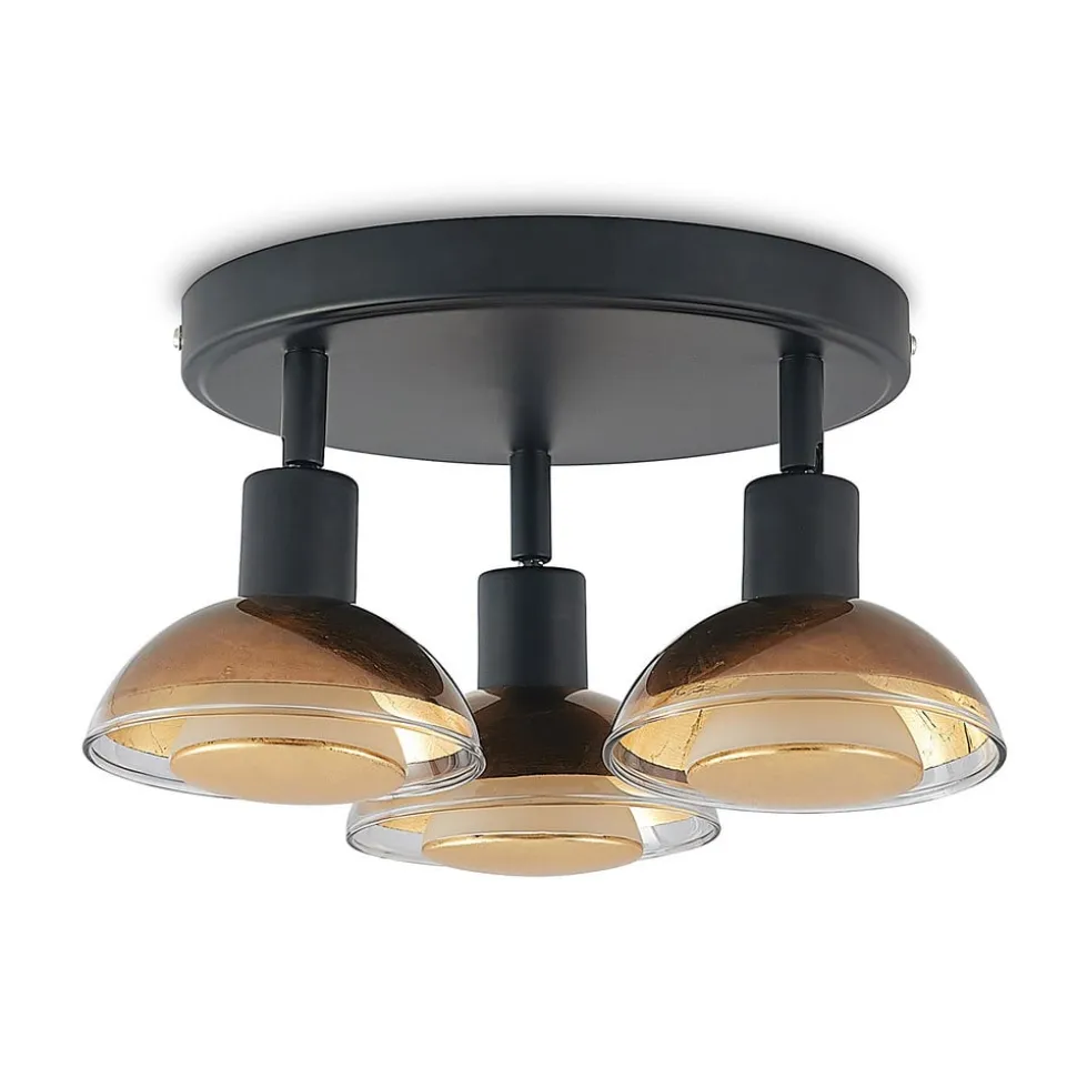 Lindby Erin loftspot, sort/guld, Ø 22 cm, glas