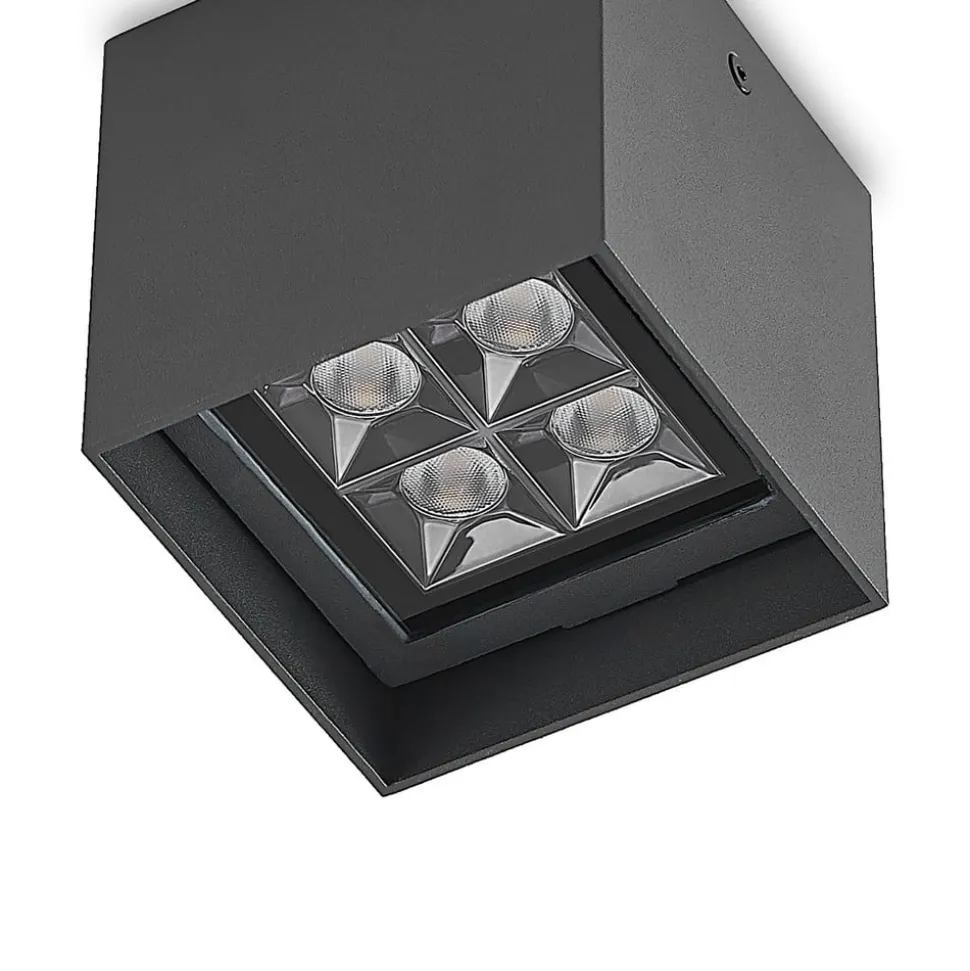 Lindby Eveta LED-loftlampe, 10 cm, antracit, aluminium, IP65