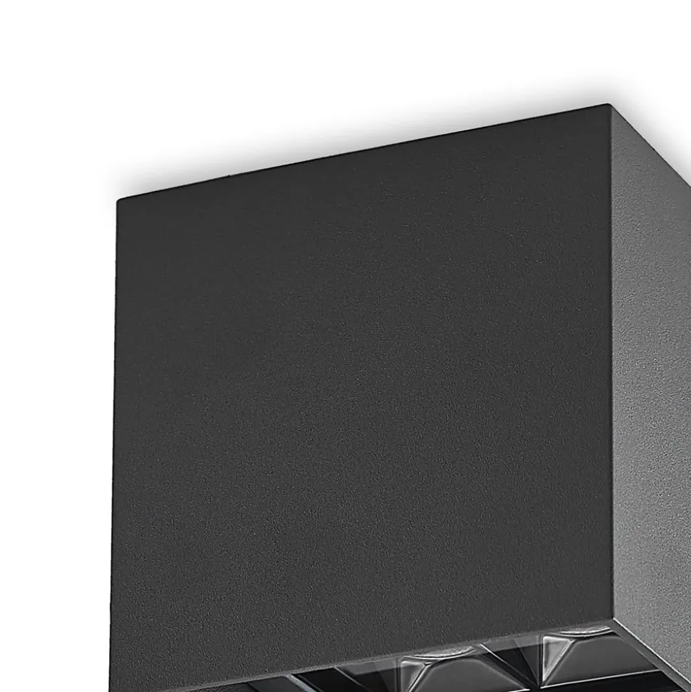 Lindby Eveta LED-loftlampe, 10 cm, antracit, aluminium, IP65