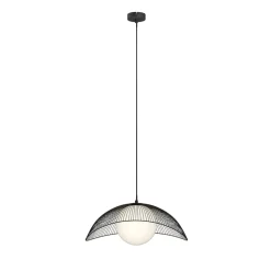 Lindby Fabronia hængelampe, gitter, glaskugle