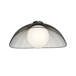 Lindby Fabronia loftlampe, sort/hvid, glas, kugle, E27